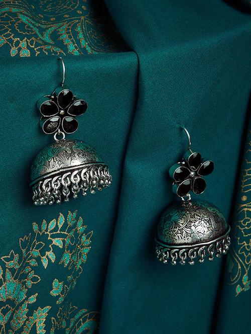silver brass jhumka earring - 15871316 - Very Small Image - 1