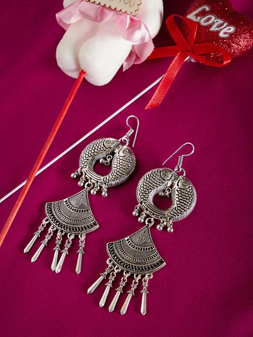 silver metal drop earring - 15871326 - Very Small Image - 1