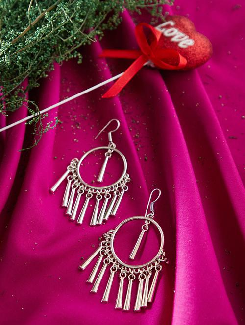 silver metal drop earring - 15871331 - Very Small Image - 1