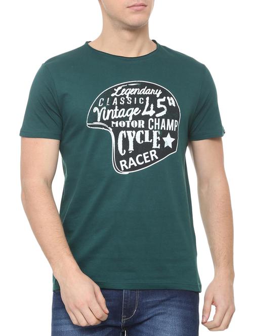 green typographic chest print t-shirt - 15872207 - Very Small Image - 1