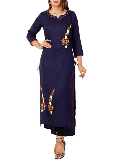 embroidered straight kurta - 15872242 - Very Small Image - 1