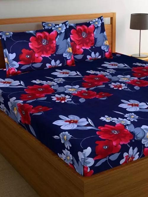 polycotton double bed sheet with 2 pillow covers - 15872567 - Very Small Image - 1