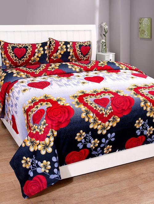 polycotton double bed sheet with 2 pillow covers - 15872609 - Very Small Image - 1