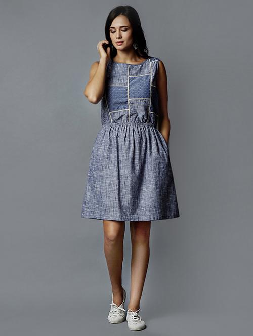 lace insert blouson dress - 15873056 - Very Small Image - 1