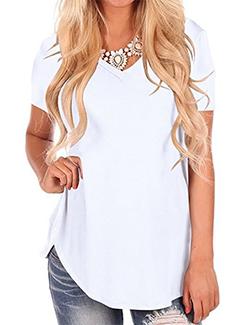 curved hem v-neck tunic - 15873531 - Very Small Image - 1