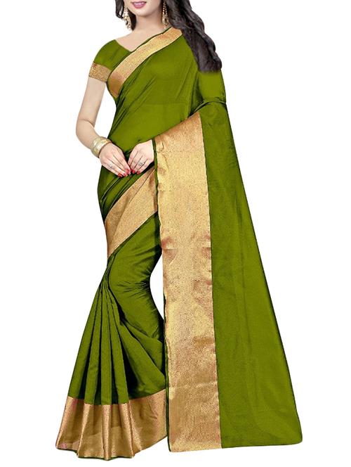 zari border mehandi saree - 15874921 - Very Small Image - 1