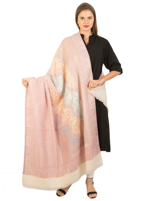 self-design wool jamavar shawl - 15875044 - Very Small Image - 1
