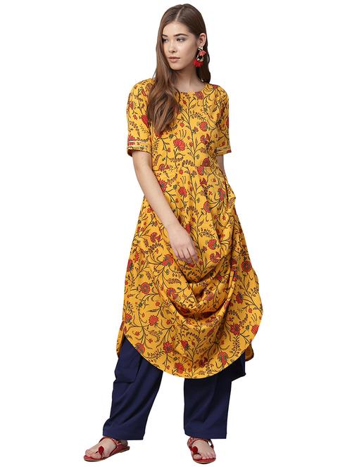 cowl printed kurta - 15875890 - Very Small Image - 1