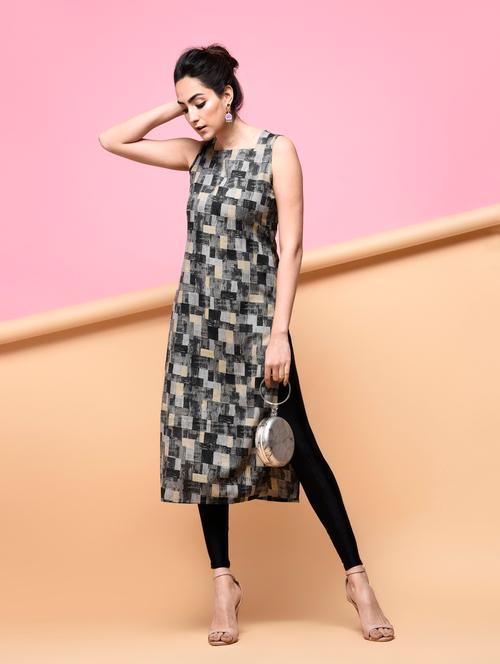 checkered straight kurta - 15875967 - Very Small Image - 1