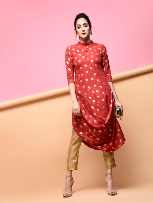 foil print cowl kurta - 15875991 - Very Small Image - 1