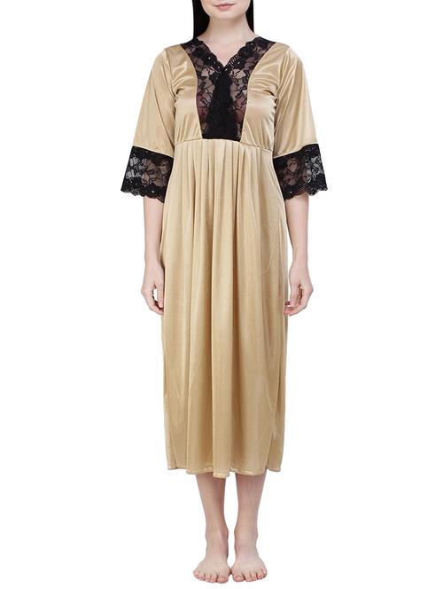 contrast lace paneled nighty - 15876578 - Very Small Image - 1
