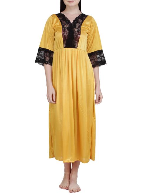contrast lace paneled nighty - 15876580 - Very Small Image - 1