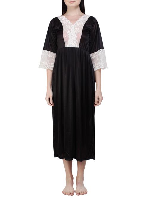 contrast lace paneled nighty - 15876581 - Very Small Image - 1