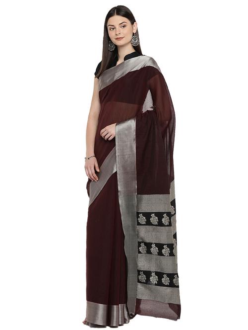 contrast border woven saree with blouse - 15876954 - Very Small Image - 1