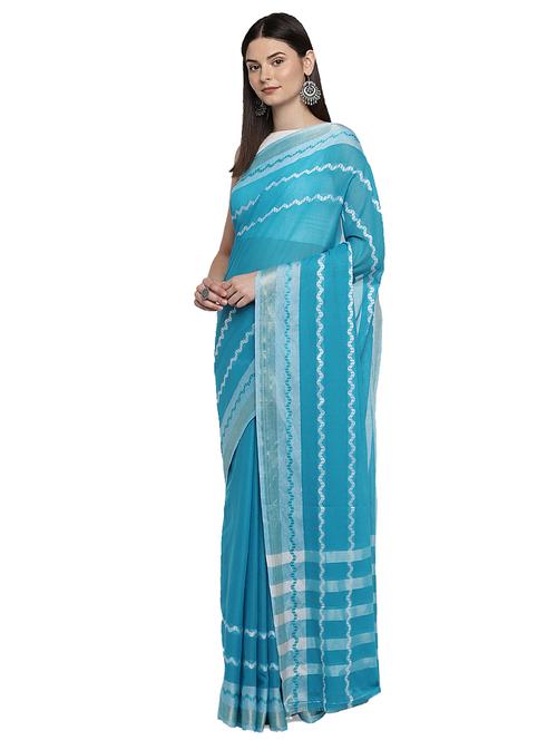 chevron border woven saree with blouse - 15876961 - Very Small Image - 1