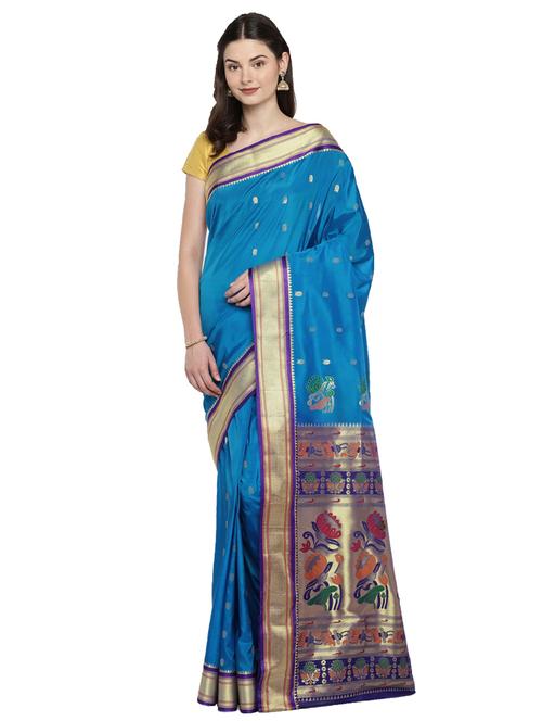 floral zari motif woven saree with blouse - 15876963 - Very Small Image - 1
