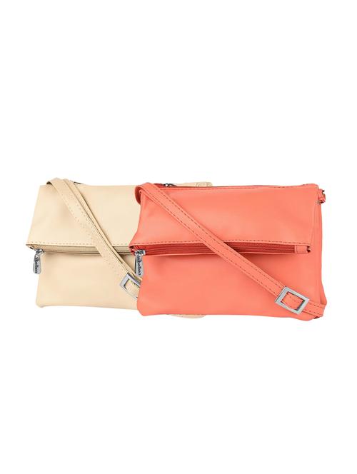cream leatherette (pu) sling bag - 15877506 - Very Small Image - 1