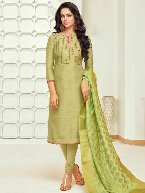 embroidered unstitched churidaar suit - 15877693 - Very Small Image - 1