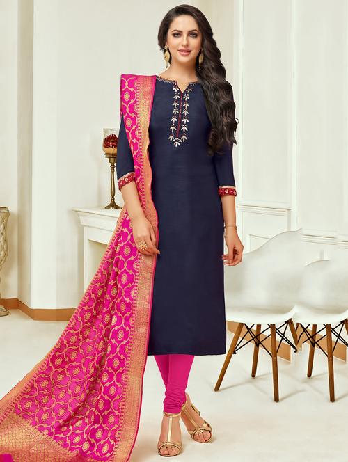 embroidered unstitched churidaar suit - 15877694 - Very Small Image - 1