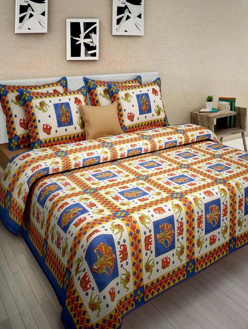 cotton double bedsheet with 2 pillow covers - 15878447 - Very Small Image - 1