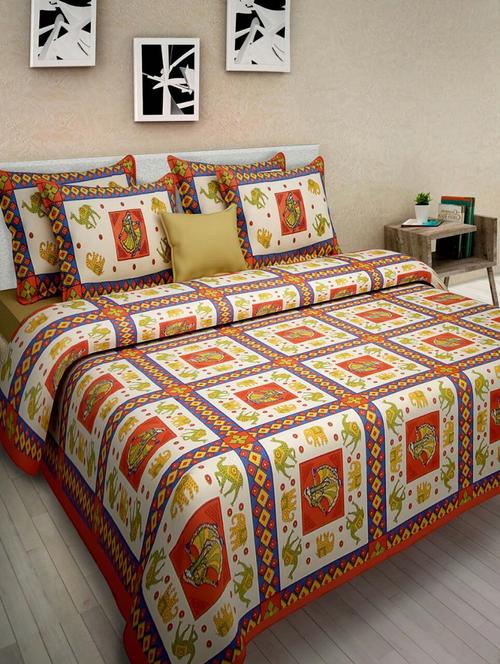 cotton double bedsheet with 2 pillow covers - 15878450 - Very Small Image - 1