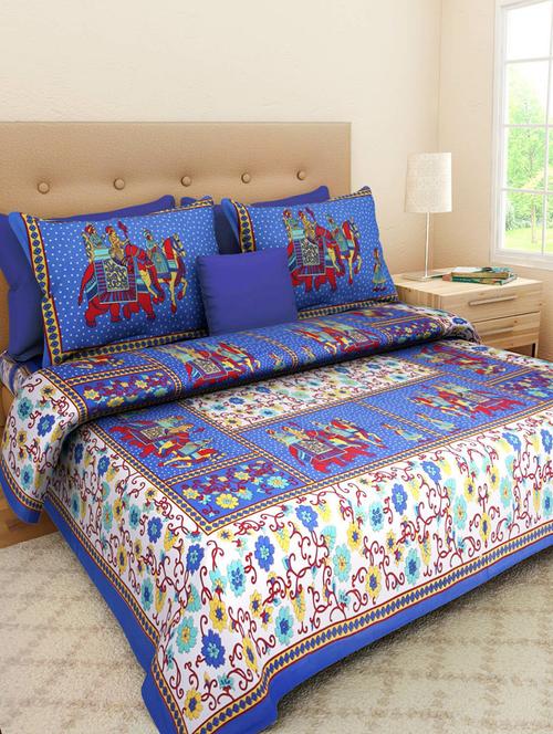 cotton double bedsheet with 2 pillow covers - 15878453 - Very Small Image - 1