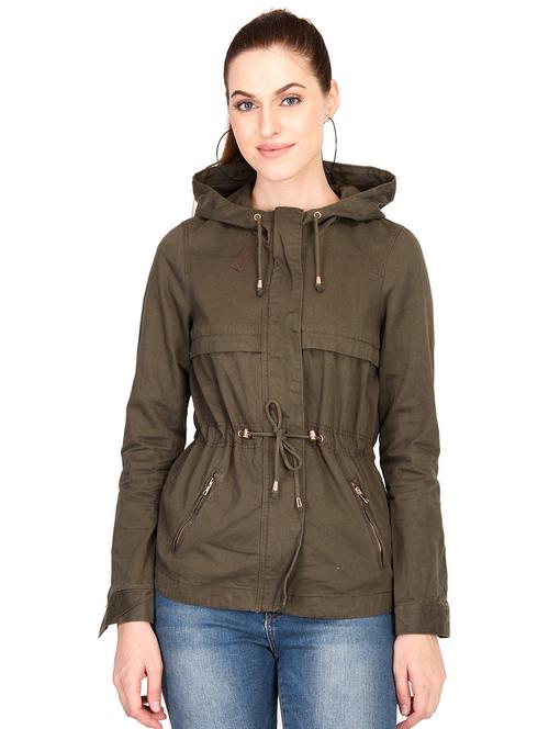 drawstring waist hooded neck jacket - 15878685 - Very Small Image - 1