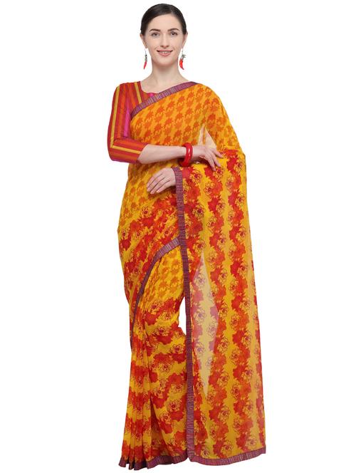 floral printed saree with blouse - 15878857 - Very Small Image - 1