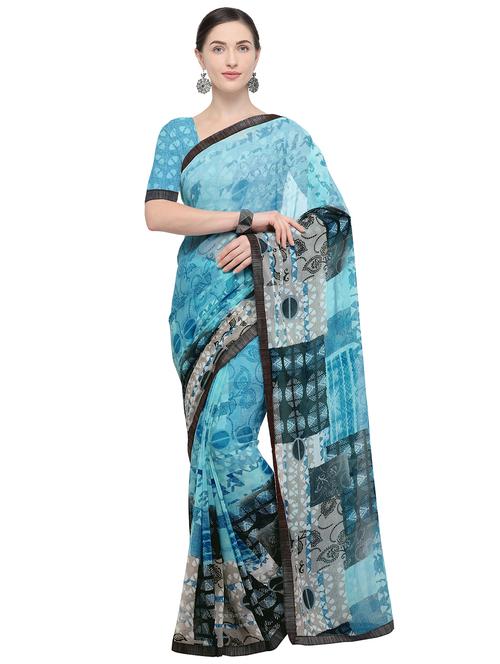 abstract printed saree with blouse - 15878880 - Very Small Image - 1