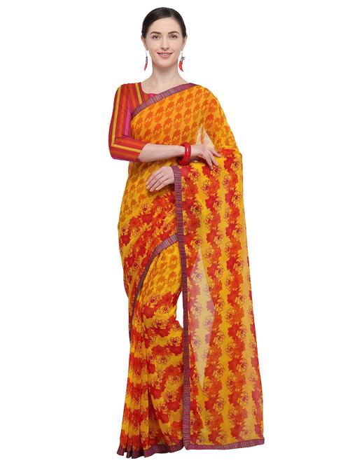 floral printed saree with blouse - 15878882 - Very Small Image - 1
