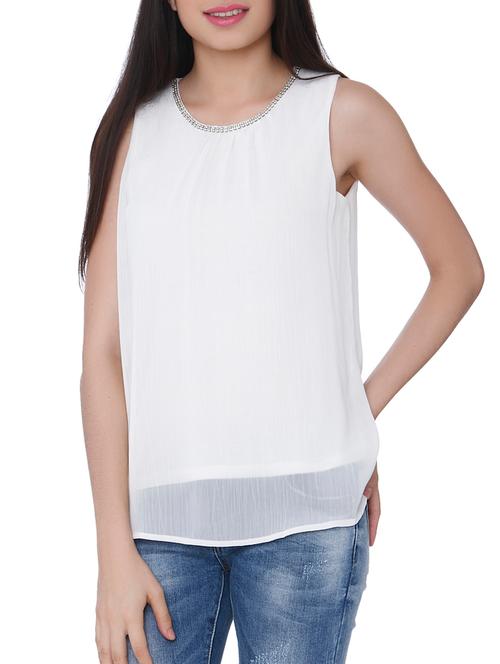embellished neck pleated top - 15878939 - Very Small Image - 1