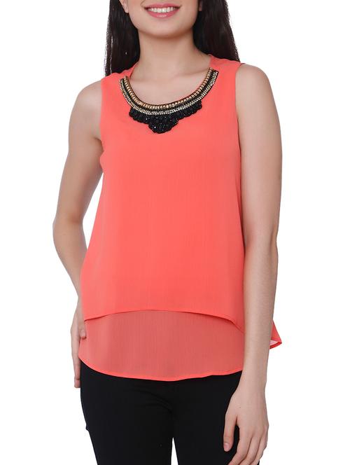 embellished neck layered top - 15878940 - Very Small Image - 1