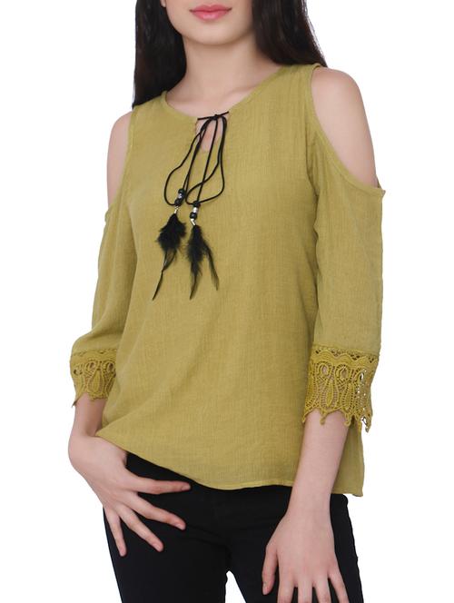 tie-up neck cold shoulder top - 15878989 - Very Small Image - 1