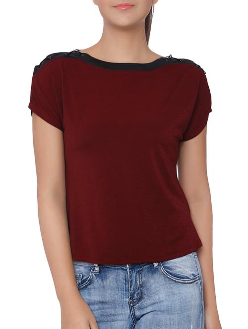 lace-up detail leatherette binding top - 15879001 - Very Small Image - 1