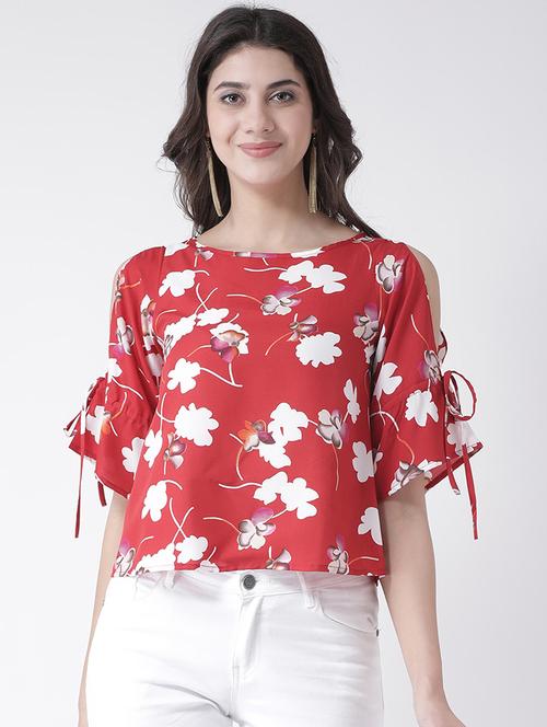 cold shoulder floral top - 15879509 - Very Small Image - 1