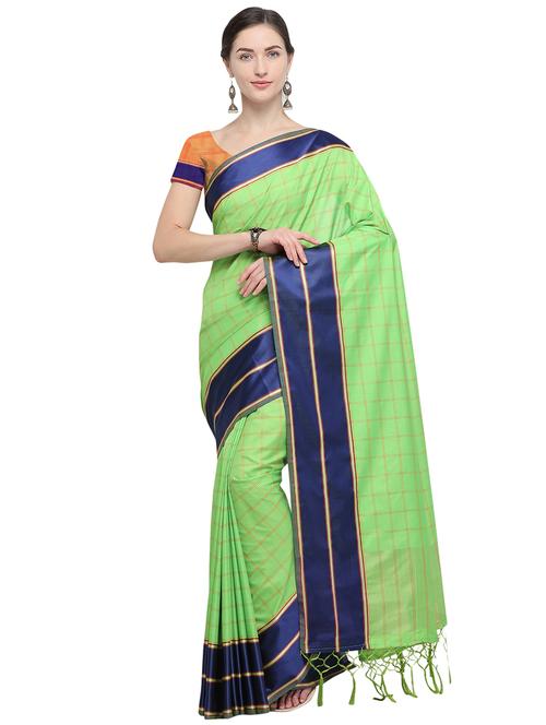 checkered woven saree with blouse - 15879837 - Very Small Image - 1