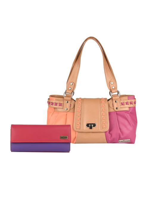 combo of leatherette (pu) regular handbag and wallet - 15880238 - Very Small Image - 1