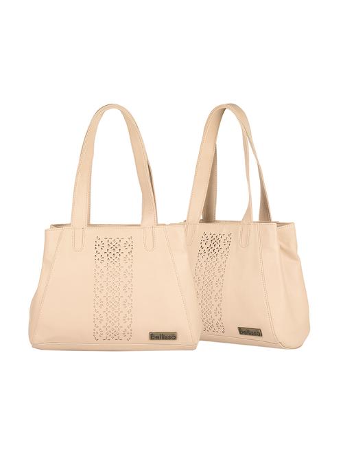 set of 2 cream leatherette (pu) regular handbag - 15880256 - Very Small Image - 1