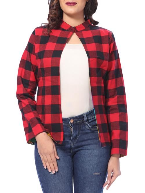 open front checkered jacket - 15880270 - Very Small Image - 1