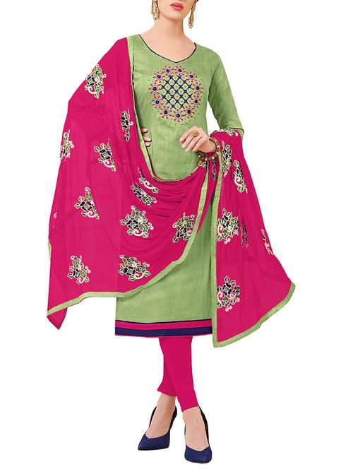 embroidered unstitched churidaar suit - 15880319 - Very Small Image - 1