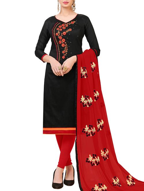 embroidered unstitched churidaar suit - 15880322 - Very Small Image - 1