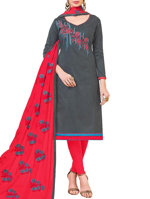 embroidered unstitched churidaar suit - 15880325 - Very Small Image - 1