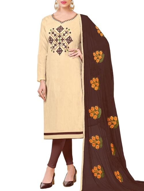embroidered unstitched churidaar suit - 15880326 - Very Small Image - 1