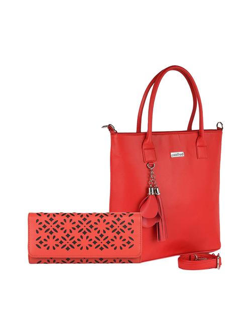 combo of leatherette (pu) regular tote bag and wallet - 15880354 - Very Small Image - 1