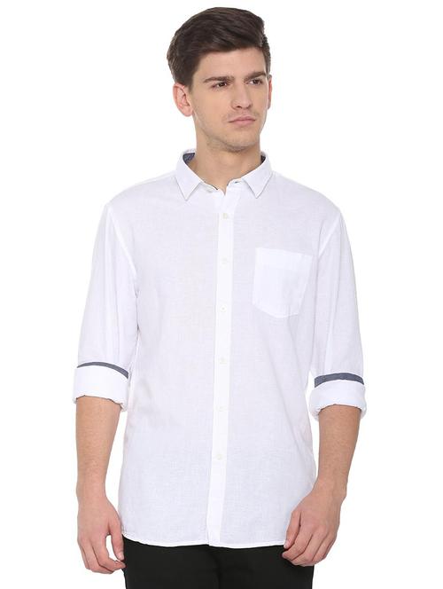 white solid casual shirt - 15880717 - Very Small Image - 1