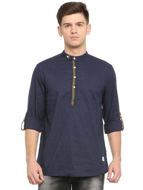 blue cotton short kurta - 15880744 - Very Small Image - 1