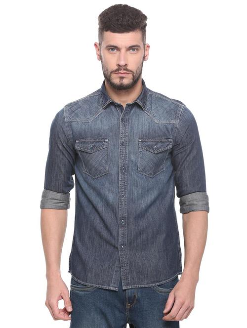 blue faded casual shirt - 15880771 - Very Small Image - 1