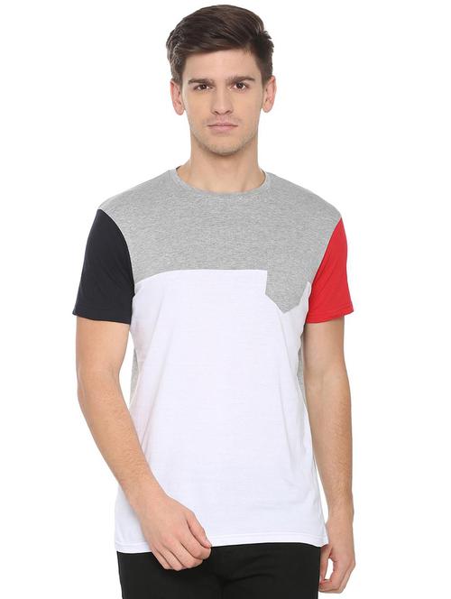 white cotton color block t-shirt - 15880952 - Very Small Image - 1