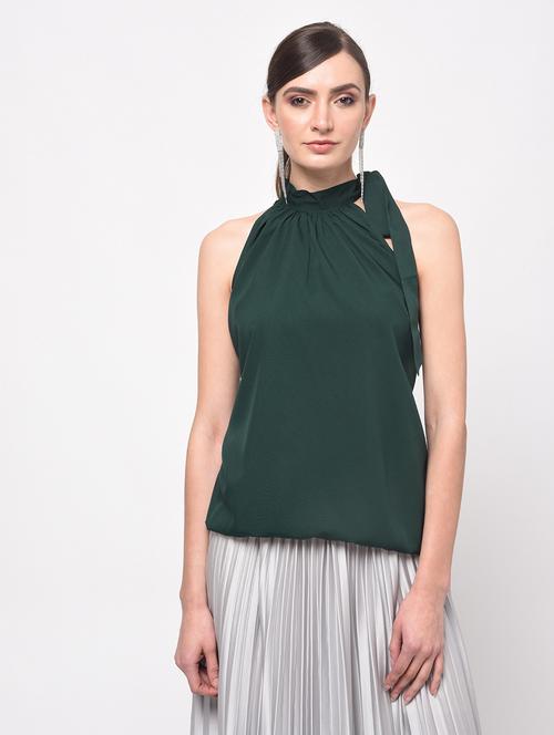 women's a line tie knot neck top - 15881801 - Very Small Image - 1