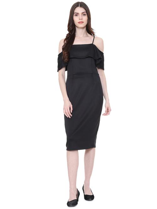 cold shoulder ruffle detail pencil dress - 15882272 - Very Small Image - 1